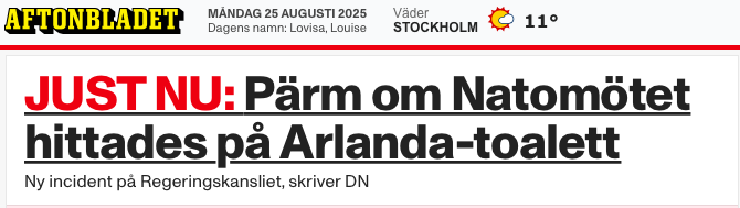 Natopärm på Arlanda-toalett