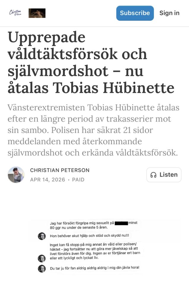 Tobias Hübinett återfaller...igen